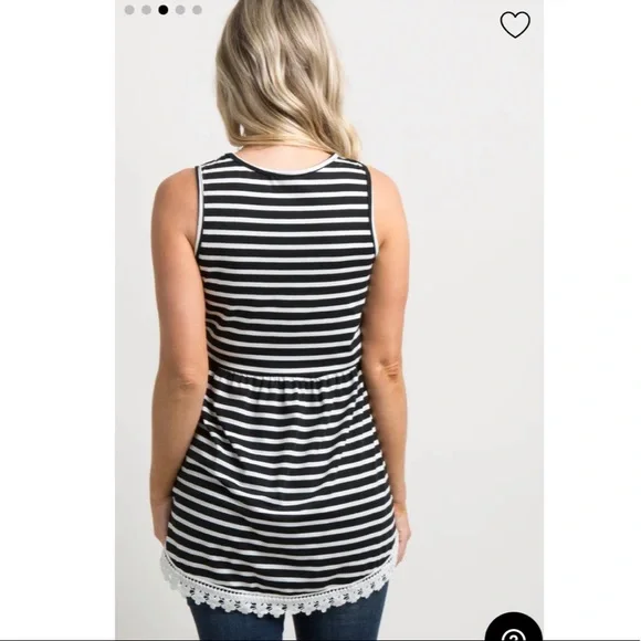 NEW PinkBlush Black Stripped Sleeveless Peplum Maternity Tunic - Picture 7 of 10
